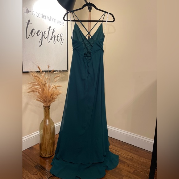 Lulu’s In Love Forever Emerald Green Lace-Up High-Low Maxi Dress - Picture 10 of 15